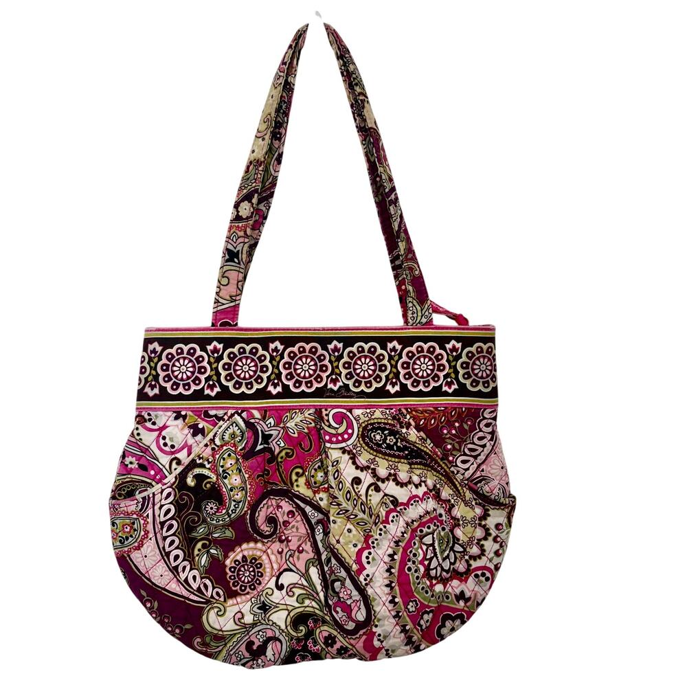 Vera Bradley Quilted Paisley Mandala Print Handbag Tote Boho Cottage Cotton